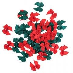 Mini kokardki satynowe czerwone, zielone BN 50szt