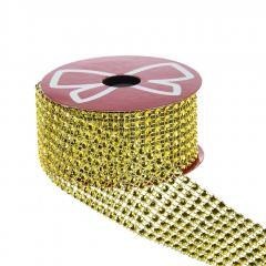 Dekoracyjna taśma z kryształkami złota