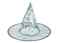 Kapelusz czarownicy czarno-srebrny 32x32cm