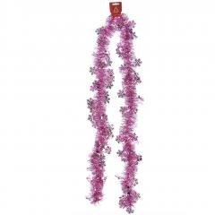 Łańcuch dekoracyjny - śnieżynki różowy