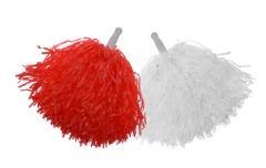 Pompony kibica biały + czerwony 2szt