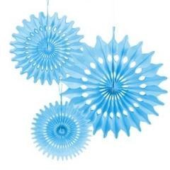 Rozety dekoracyjne niebieskie 3szt