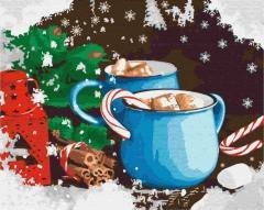Malowanie po numerach - Zimowa kawa z piankami...