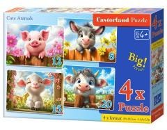 Puzzle x 4 Kontur Cute Animals CASTOR