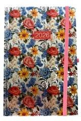 Terminarz 2026 dzienny A5 metalic kwiaty MIX