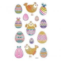 Naklejki z kryształkami Jajka i kurki 14szt