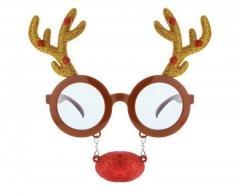 Okulary Renifer z nosem i rogami