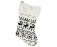 Skarpeta świąteczna biała w renifery 41x22cm