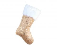 Skarpeta świąteczna w złote renifery 49x22cm