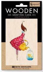 Karnet drewniany C6 + koperta Złota rybka