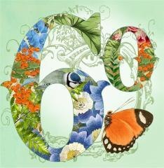 Karnet kwadrat z kopertą Urodziny 60