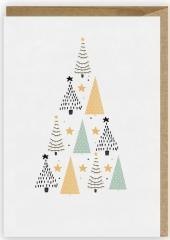 Kartka Boże Narodzenie Choinka miętowo-złota K080