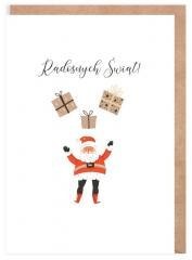 Kartka Boże Narodzenie Mikołaj z prezentami K139