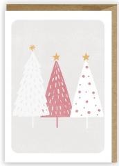 Kartka Boże Narodzenie Pastelowe choinki, eko K071