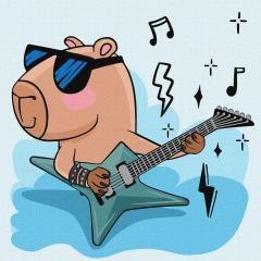 Malowanie po numerach - Kapibara gwiazda rocka