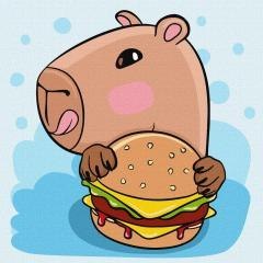 Malowanie po numerach - Kapibara i burger Kids