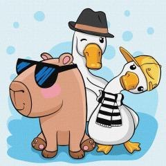 Malowanie po numerach - Kapibara i przyjaciele