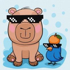 Malowanie po numerach - Kapibara i ptak Kids