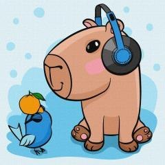 Malowanie po numerach - Kapibara w słuchawkach