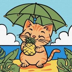 Malowanie po numerach - Kot i ananas 25x25cm