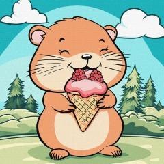 Malowanie po numerach - Lato.Chomik z lodami 25x25