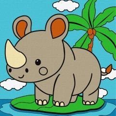 Malowanie po numerach - Nosorożec 25x25cm