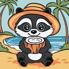 Malowanie po numerach - Szop i orzech 25x25cm