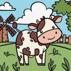Malowanie po numerach - Wesoła krowa 25x25cm