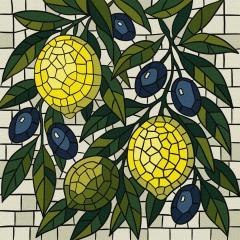 Malowanie po numerach - Witraż. Cytryny 30x30cm