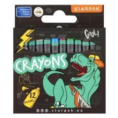 Kredki woskowe 12 kolorów Skate Dino