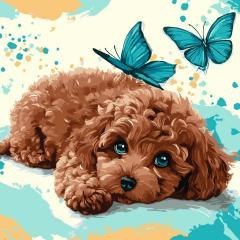 Malowanie po numerach - Uroczy pudel 40x40cm