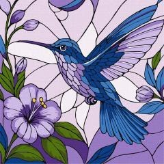 Malowanie po numerach - Witraż. Koliber 30x30cm