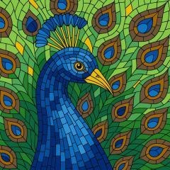 Malowanie po numerach - Witraż. Paw 30x30cm