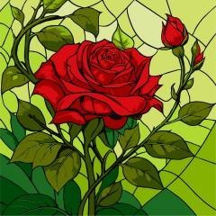 Malowanie po numerach - Witraż. Róża 30x30cm