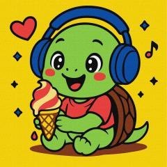 Malowanie po numerach - Żółwik je lody 25x25cm