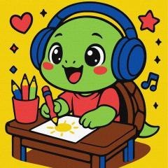 Malowanie po numerach - Żółwik rysuje 25x25cm