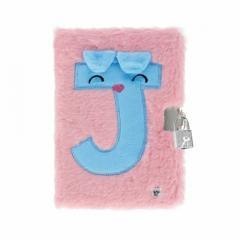 Pamiętnik pluszowy zamykany Pink J świecący