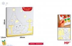 Płótno do malowania złocone - choinka kotek 20x20