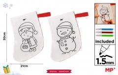 Skarpeta BN do malowania + flamastry Mikołaj