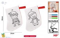 Skarpeta BN do malowania + flamastry elf / pingwin