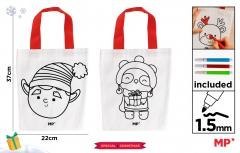 Torba świąteczna do malowania + flamastry - elf