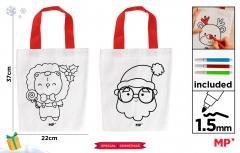 Torba świąteczna do malowania + flamastry - kotek