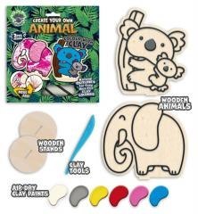 Zestaw do kolorowania plasteliną na drewnie Zwierz