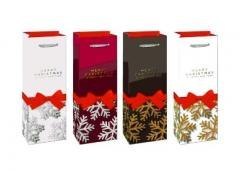 Torebka prezentowa butelka Boże Narodzenie brokat