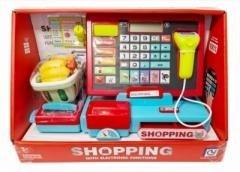 Kasa sklepowa z koszykiem i akcesoriami