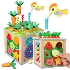 Kostka drewniana edukacyjna sensoryczna 6w1