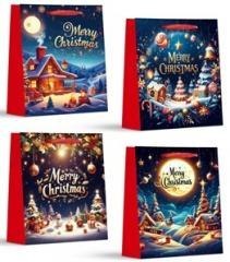 Torebka prezentowa S Boże Narodzenie brokat mix