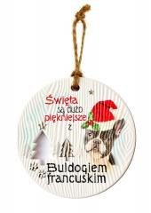 Zawieszka ceramiczna Boże Narodzenie Buldog fr.