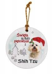 Zawieszka ceramiczna Boże Narodzenie Shih Tzu