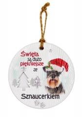 Zawieszka ceramiczna Boże Narodzenie Sznaucer